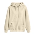 thumbnail image 4 of Oiangi Oversized Hoodie for Women Long Sleeve Pullover Sweatshirts Casual Basic Cozy Pockets Sweatshirt for Fall Winter Beige L, 4 of 6