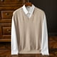 thumbnail image 1 of Camiseta sin mangas con cuello en V para hombre, jersey de camisola sin mangas de color liso a la moda, suéter de punto con cuello en V, top de poliéster para hombre, 1 of 8