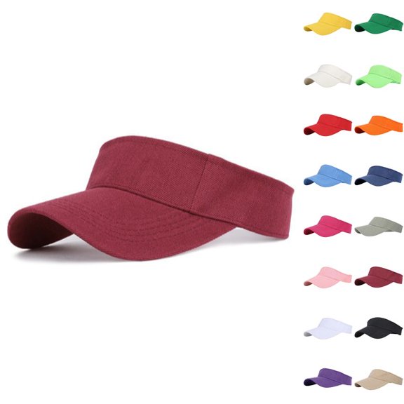 Sport Sun Visor Hat Lightweight Breathable Empty Top Cap, Adjustable Comfort Outdoor Headwear, Sweat-Wicking Casual Sun Hat for Running, Golf, Beach, Fitness Training and Outdoor Sports Wine
