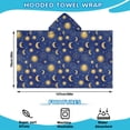 thumbnail image 2 of Blue Gold Sun Moon Star Zodiac Pattern Hooded Bath Towel，50"x30" for Ages 3 To 12 Kids, Quick Dry Lightweight Soft Microfiber Hood Beach Towel Cover Up for Kids, 2 of 7