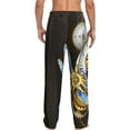 thumbnail image 2 of Men's Lounge Pajama Pants Bottoms Casual Loungewear, Dials With Dragonfly Steampunk Gold Clock, 2 of 5