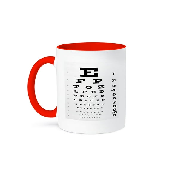 3dRose, Eye Chart, 11oz Two-Tone Red Mug