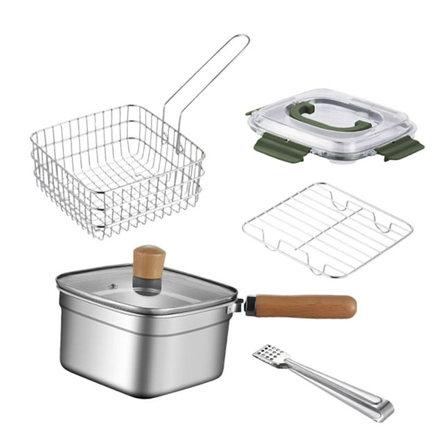 GROWTH TANK Mini Friteuse Profonde Casserole Légère en Acier Inoxydable Friteuse pour Poisson Poulet Ragoûts