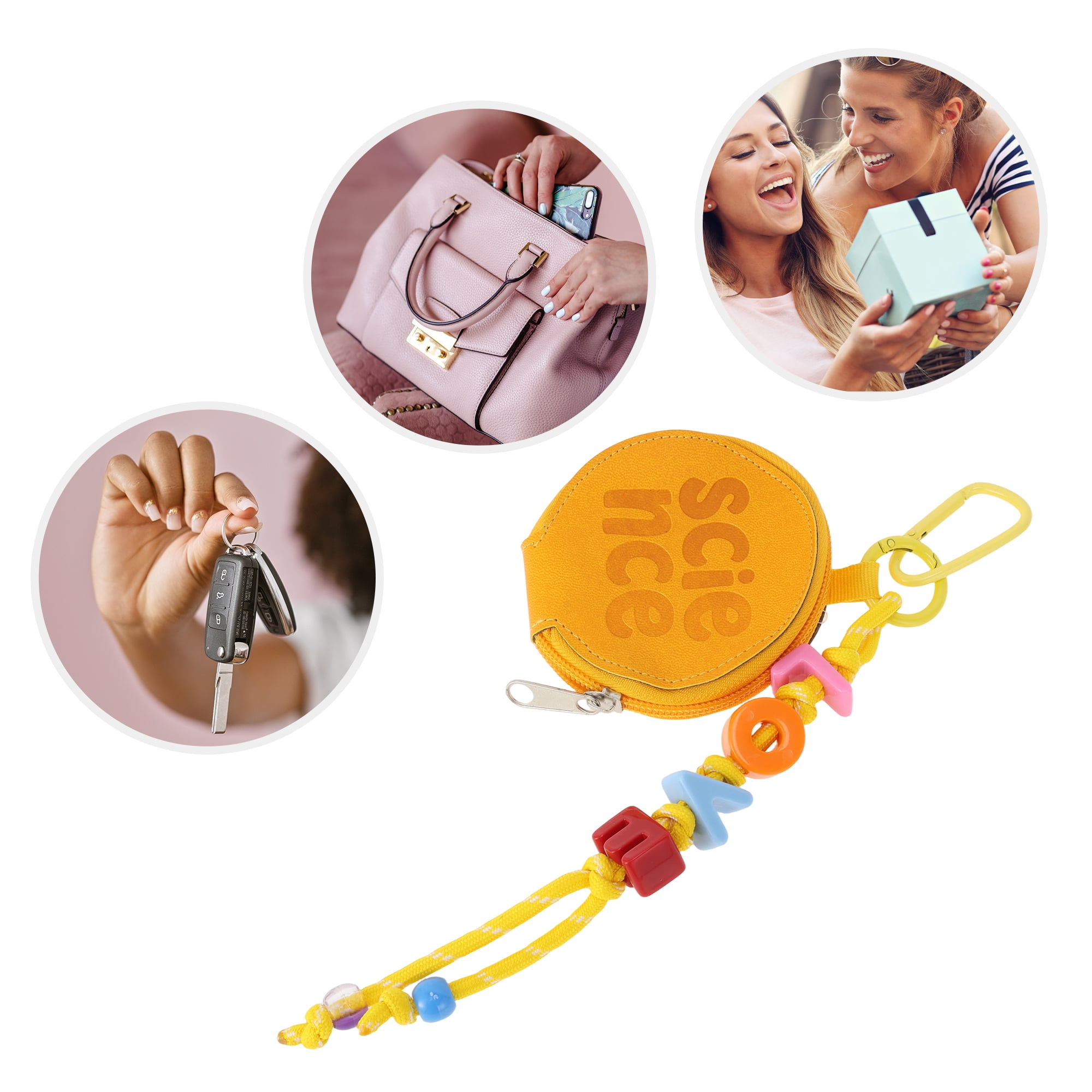 Unique Bargains Colorful Letter Wallet Handbag Charm for Bags and Purses Yellow