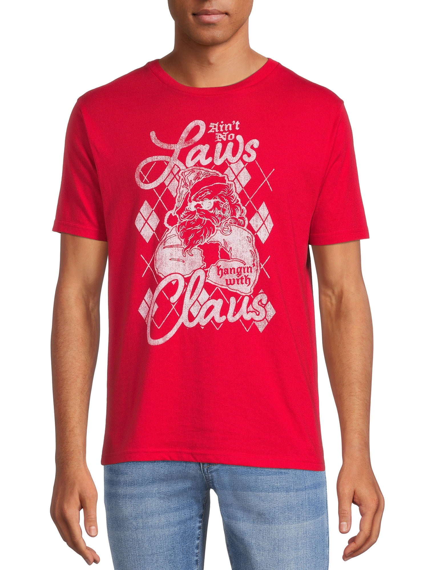 Holiday Time Men's Hanging with Claus Graphic Tee