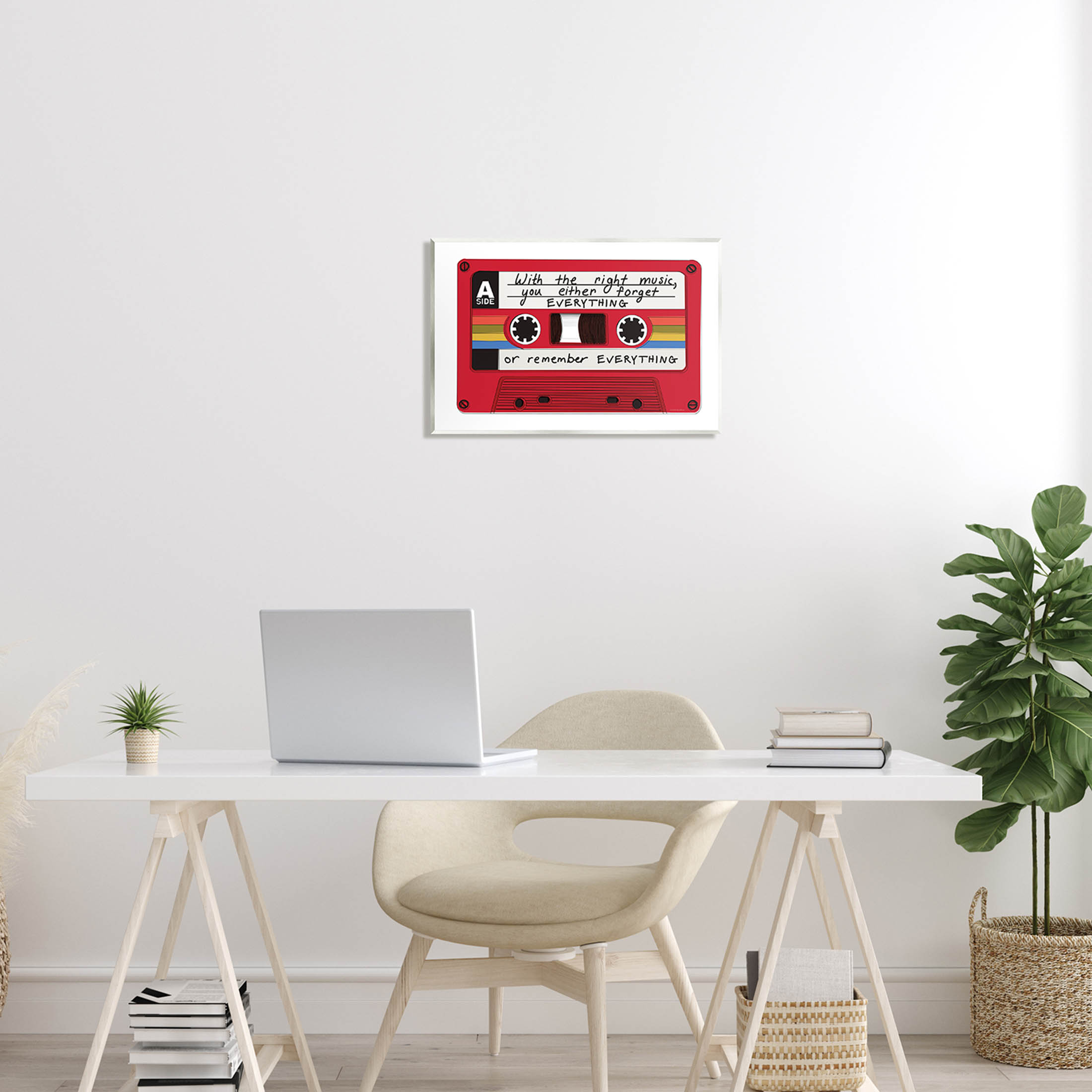 With The Right Music Vintage Cassette Inspirational Graphic Art Unframed Art Print Wall Art