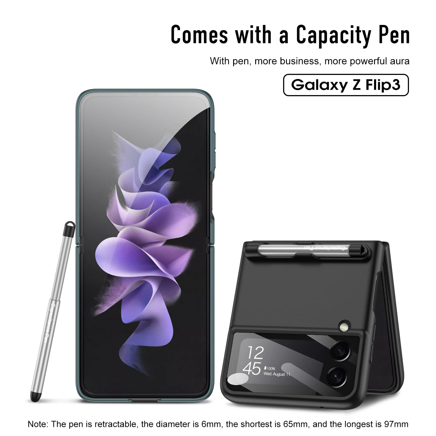 FODDOM Samsung Galaxy Z Flip 3 Case with Ring (Color: Purple)