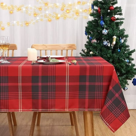 

ZACOO Tablecloth 60 x120 Red Black Buffalo Plaid Checkered Table Cover Rectangle Waterproof Winter Holiday Xmas Kitchen Decor Table Cloth for Home Dining Party