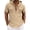 Khaki, variant on Men's Linen-Cotton Hooded Shirt V-Neck Short Sleeve Shirt Solid Button-Up Casual Summer Top with Chest Pockets,M,Khaki