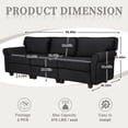 thumbnail image 5 of Xukmct 94" Corduroy Loveseat Sofa with Wood Frame, 3 Seater Sofa Couch for Living Room, Bedroom, Apartment, Office, Black, 5 of 9