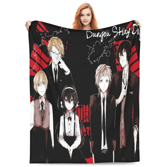 Bungo Stray Dogs Bed Blanket 3D Printed Throw Blanket Lightweight Super Soft Air Conditioning Room All Season Blanket Sofa Couch Bed Fans Cartoon Blanket 40"x30"