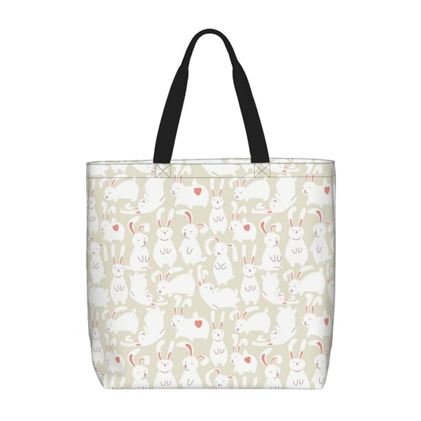 Balery White Rabbit Bolsa de Mano para Mujeres con Cremallera, Bolsa de Gimnasio con Compartimentos, Bolsa para Laptop, Bolsa para Trabajo