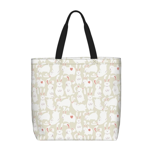 Easygdp White Rabbit Bolsa Tote para Mujer, Bolso de Hombro para Trabajo, Playa, Viajes, Compras y Supermercado