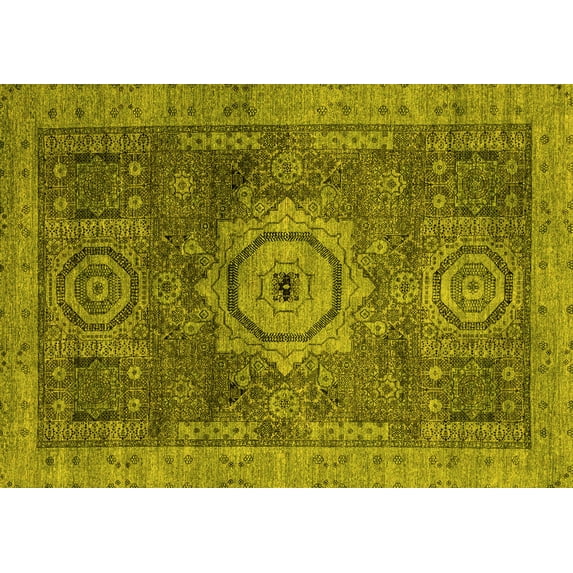 Ahgly Company Indoor Rectangle Abstract Yellow Modern Area Rugs, 2' x 5'