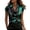 #0512-Multi-color, variant on Pounoo Women's Satin Blouses V Neck Collared Short Sleeve Stripe Print Silky Tops Elegant Business Casual Tunics Gift