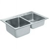 Moen Commercial 22123 33 x 22 Double Bowl Drop-in Kitchen Sink, 11 and 7 Depths, 4 Holes, 18-Gauge Stainless