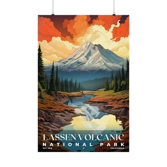 ELNEIT - Lassen Volcanic National Park Poster, Unframed Matte Paper, S07