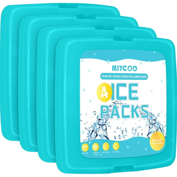 Paquete de hielo MIYCOO Slim, reutilizable, 13 x 1,8 x 13 cm, 0,75 kg, 4 unidades