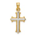 thumbnail image 1 of 14k Yellow Gold Reversible Cross Necklace Charm Pendant Religious Budded, 1 of 6