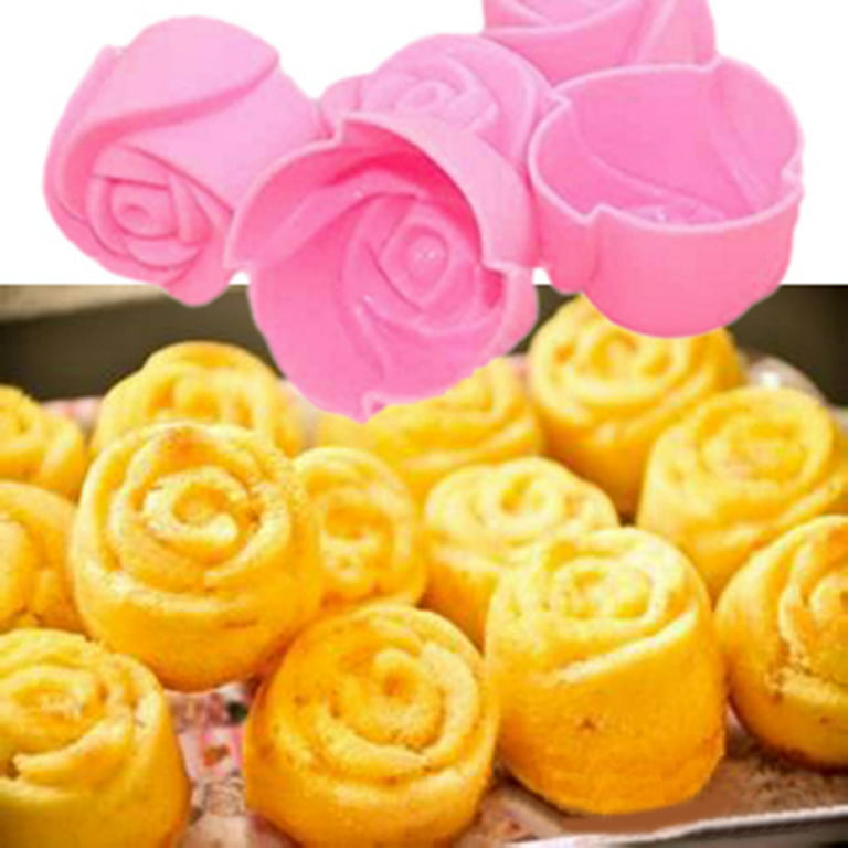 R HORSE 54Pcs Silicone Molds Rose Shape Silicone Baking Cups Lunch Box  Dividers Non-Stick Cupcake Liners Washable Muffins Mould Donut Cake Pan