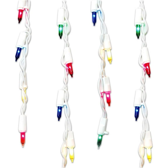Brite Star 300-Count Stay-Straight Multicolor Window Icicle Lights Set - White Wire Mini Lights