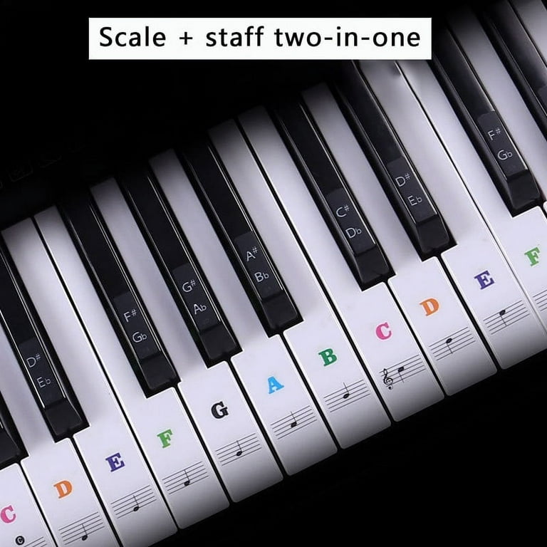 2 Pcs 88 Touches Amovible Piano Key Étiquettes Piano Keyboard Stickers Piano  Notes Marker Pour les débutants S