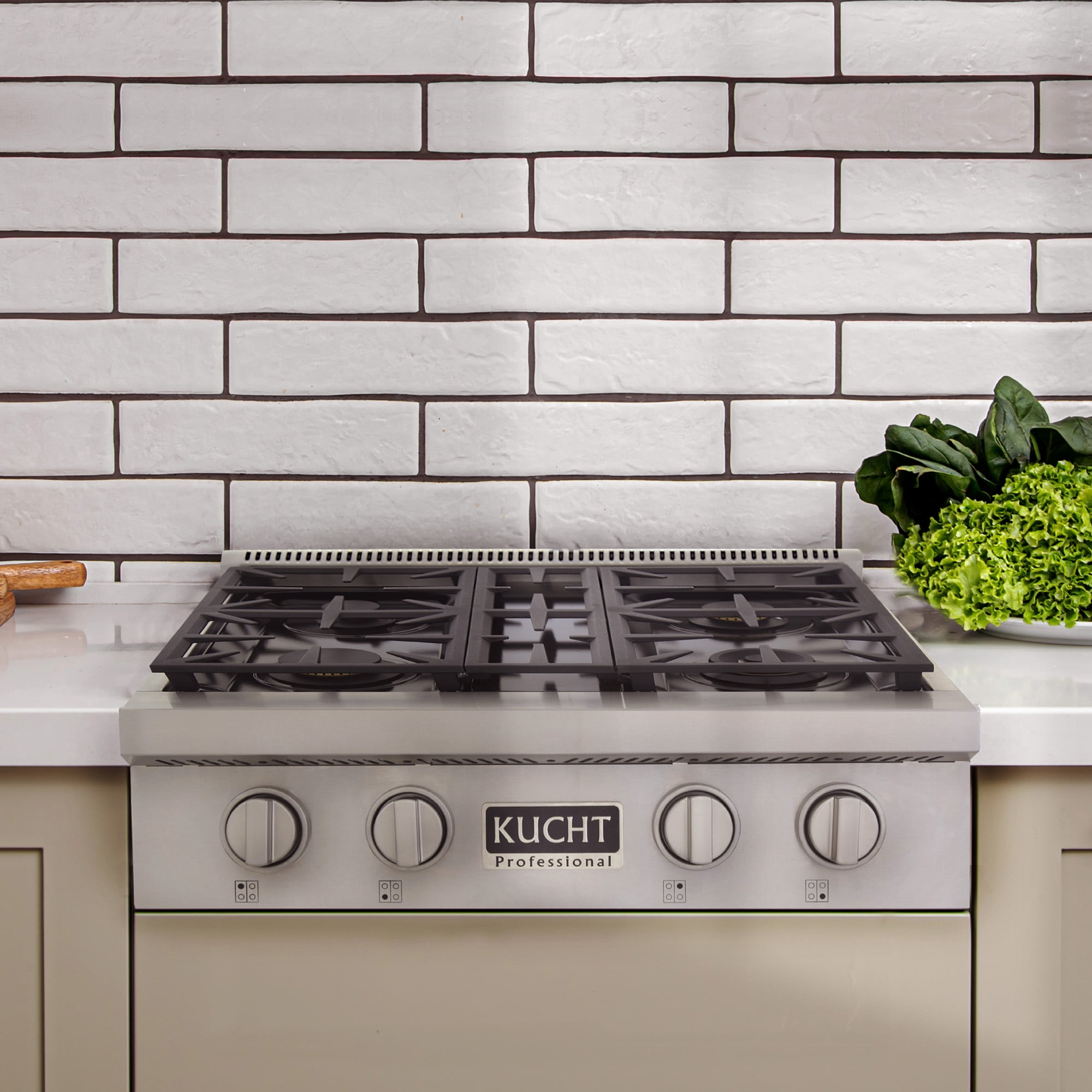 30 in. Propane Gas Range Top in Stainless Steel with Classic Silver Knobs