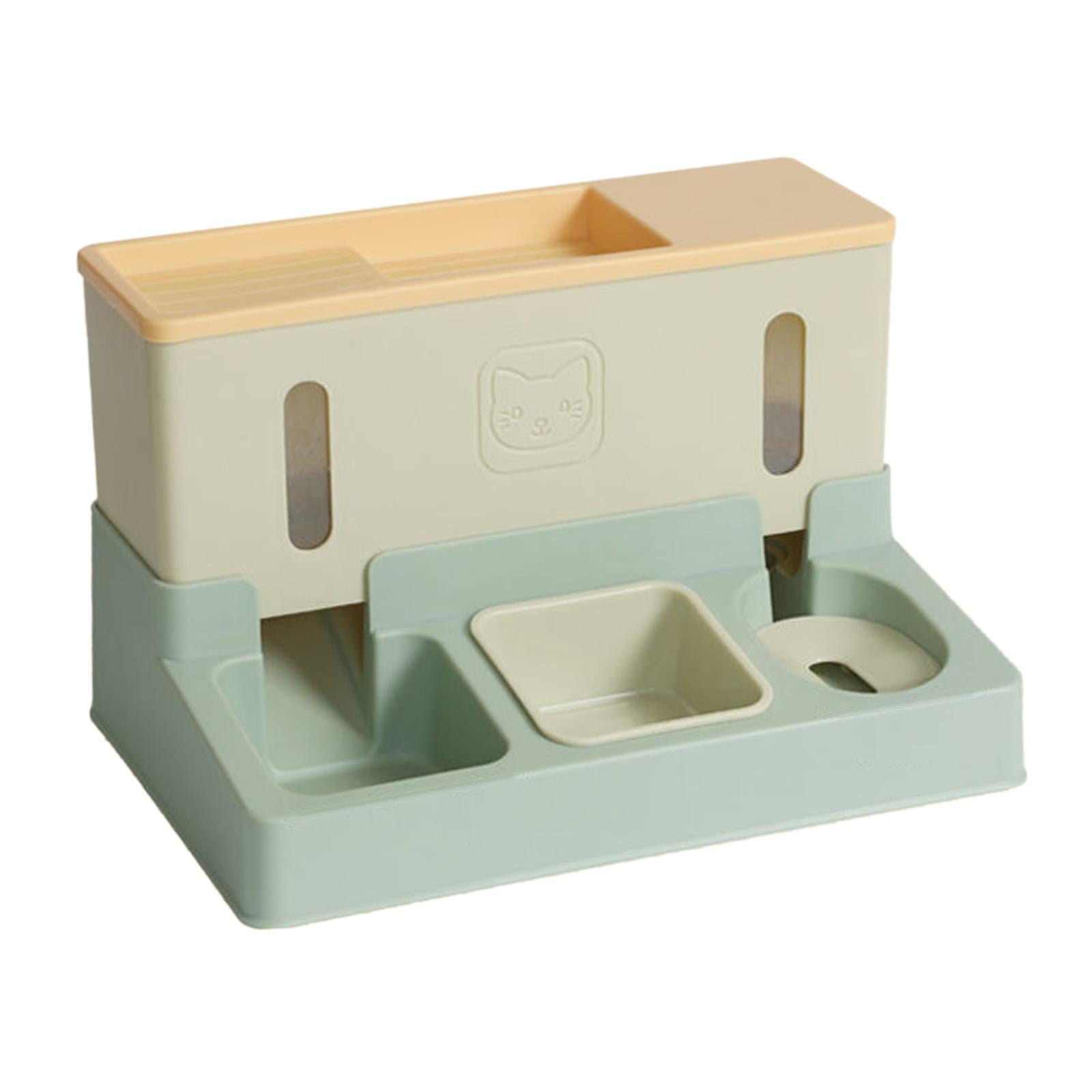 Automatic Cat Feeder Feeding Station with Transparent Window Durable Portable Dog Food Dispenser for Kitten Rabbits Puppy Small Animals Dogs Green