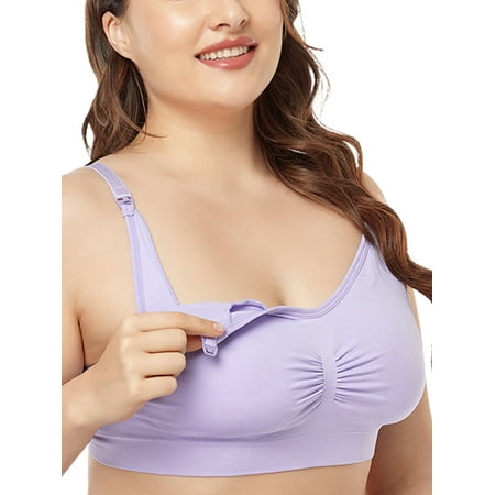 

Glookwis Women Push Up Bra For Maternity Nursing Bras Lightweight Support Bralette Full Coverage Adjustable Straps Bralettes Purple 2XL