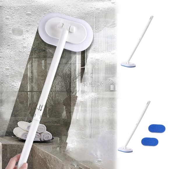 Fiudx Cepillo para Suelo de Baño, Mango Largo para Rincones, Cerdas Duras para Juntas de Azulejos, Limpieza de Baño y Cocina, Agarre Cómodo, Plástico Resistente, Tamaño 47 X 14 Cm