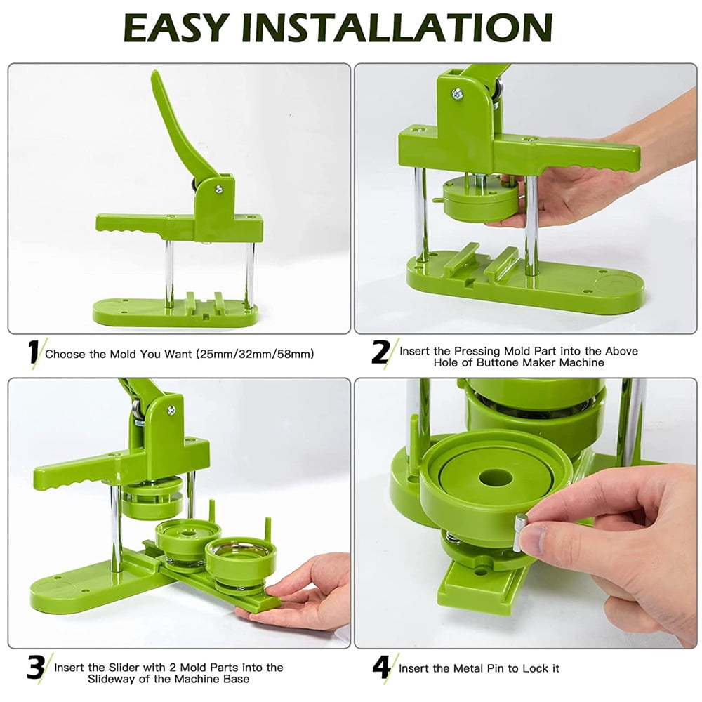 44MM Badge Button Maker Machine Kit with 300Pcs Button Parts+Circle Cutter ,Beginner-Friendly