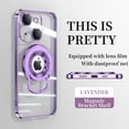 thumbnail image 1 of ELEHOLD Plating Case for iPhone 14 6.1",Transparent Clear Back Magnetic Compatible with MagSafe Charging Foldable Kickstand Shockproof Anti-Yellowing Case for iPhone 14,Lightpurple, 1 of 6