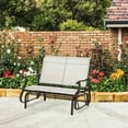 thumbnail image 2 of GVN Outdoor Bench, Outdoor Garden Bench,2-Person Outdoor Glider Bench，Patio Glider Loveseat Chair with Powder Coated Steel Frame, Cream White, 2 of 10
