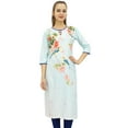 thumbnail image 3 of Bimba Women's Staright Blue Kurta Indian Moss Georgette Printed Kurti Dress-4, 3 of 8