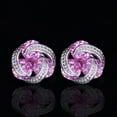 thumbnail image 2 of Cute Small Pink Cubic Zirconia Revolving Round Stud Earrings Women Party Jewelry, 2 of 9