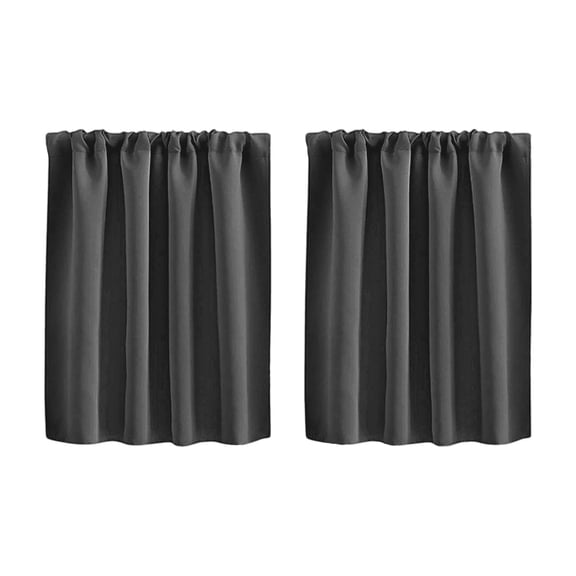 Short Curtain, High Density Fabric Kitchen Window Drape 41.3x35.5 in Coffee Bar Partition Blackout Valance Solid Color Privacy Tier Cafe Panel Modern Window Treatment Dark Gray