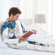 thumbnail image 5 of Balery Blue Flying Butterflies Pijama para Hombre de Dos Piezas con Manga Larga, Conjunto de Dormir y Descanso Suave con Bolsillos-Medium, 5 of 6