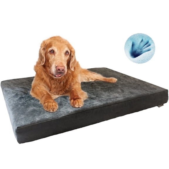 Dogbed4less Orthopedic Memory Foam Dog Bed with Waterproof Cover, 47" x 29" x 4", Gray Microsuede, 1 Count