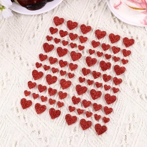 DECORNIJIA Heart Shape Decorative Stickers Red PVC 3 Sheets 0.71X0.71X0.04In