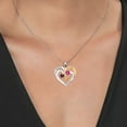 thumbnail image 3 of Gem Stone King Two Tone Red Garnet Pink Created Sapphire Yellow Citrine Created Moissanite `Forever in My Heart` Engraved Pendant Necklace for Women (1.66 cttw, Heart Shape 5MM, 18 inch Chain), 3 of 3
