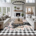 thumbnail image 4 of Black Cow Floral 5'x8' Area Rug for Living Room, Black Buffalo Plaid Farmhouse Animals Washable Non-Slip Rugs for Bedroom Nursery Dining Room, Low-Pile Kitchen Carpet Large Entryway Rugs, 4 of 9