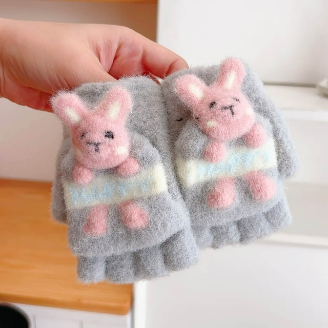 hengsof Gants d'Hiver Gants Chauds pour Enfants Mitaines Tricotées