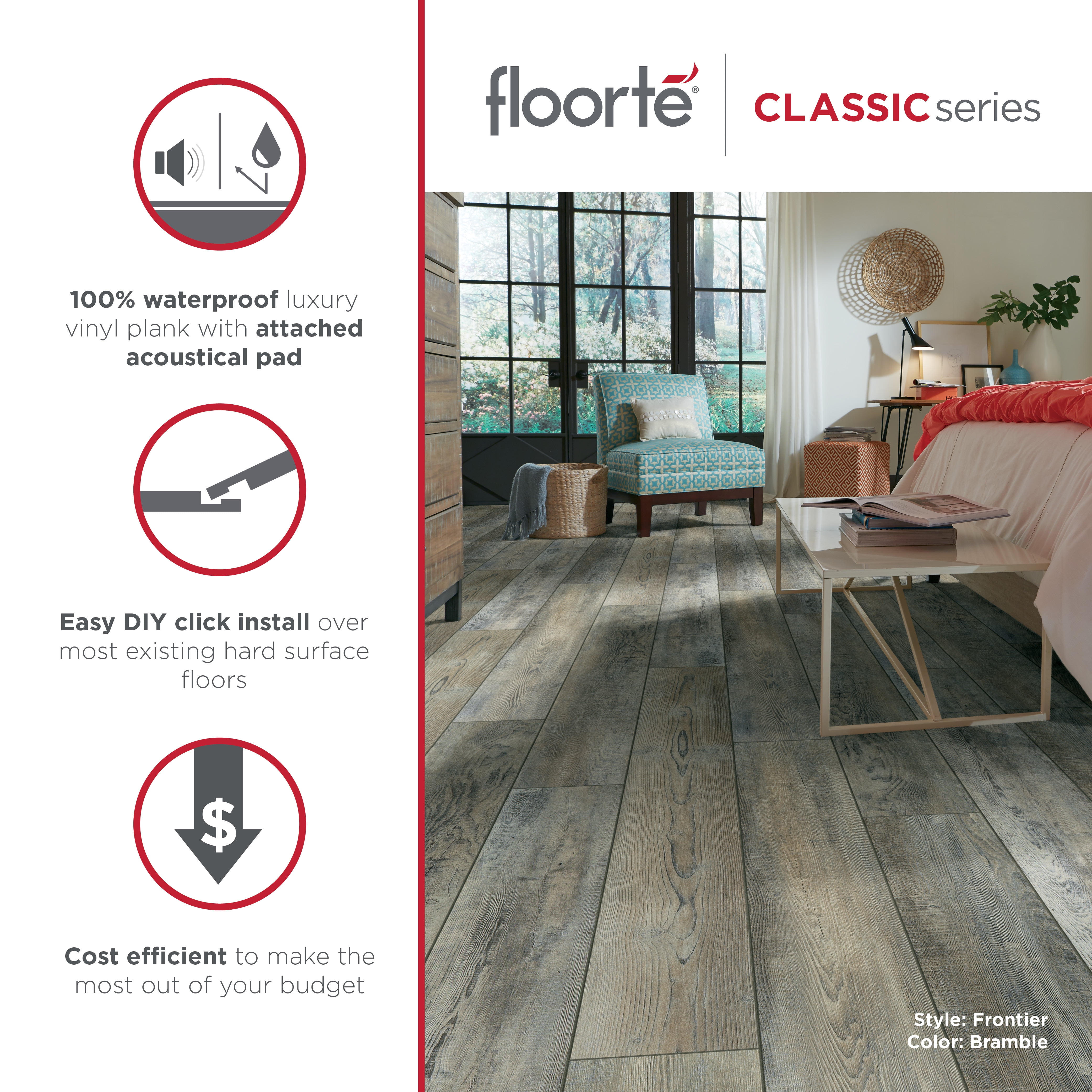 Frontier 7 in. x 48 in. Color Bramble, Luxury Vinyl Plank