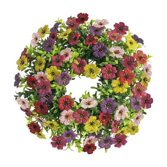 13.78 Inch Spring Summer Artificial Wreath, Seasonal Door Decor Wreath, Elegant Ornament for Home Wall, Window, Porch and Wedding Scene Decoration