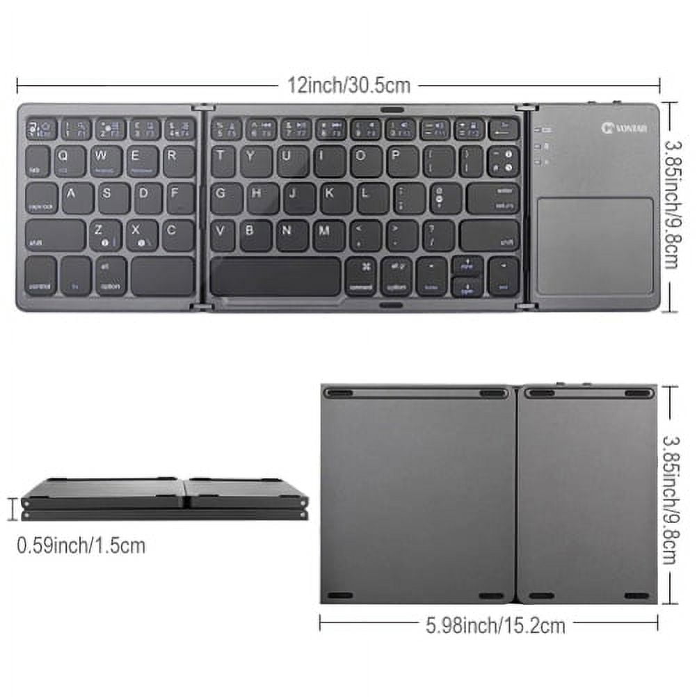 Folding Wireless Keyboard for iPhone 15/Pro/Max/Plus - Bluetooth Rechargeable Portable Compact for iPhone 15/Pro/Max/Plus