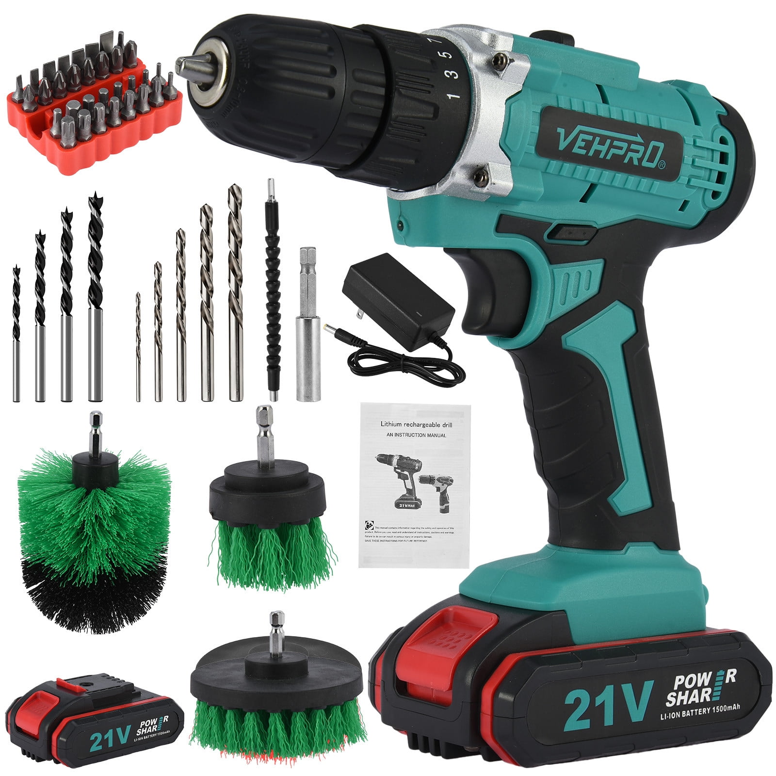 21V Rechargeable Compact Drill with 1 Lithium Ion Batteries Charger & Strong Carrying Case 45Nm Cordless Drill Driver 18+1 Torque Settings 21V Rechargeable Compact Drill with 1 Lithium Ion Batteries Charger & Strong Carrying Case 45Nm Cordless Drill Driver 18+1 Torque Settings