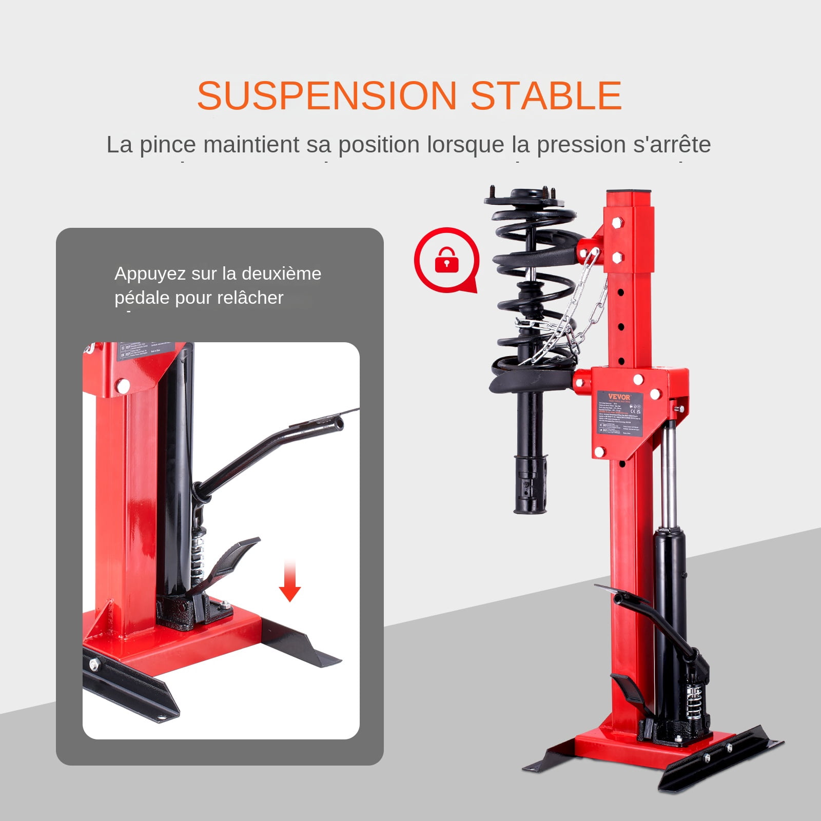 VEVOR Strut Spring Compressor, 4.5 Ton/9920 LBS Hydraulic Jack Capacity, 1 Ton Rated Compression Force, Auto Strut Coil Spring Compressor Tool, Hydraulic Spring Compressor for Strut Spring Removing