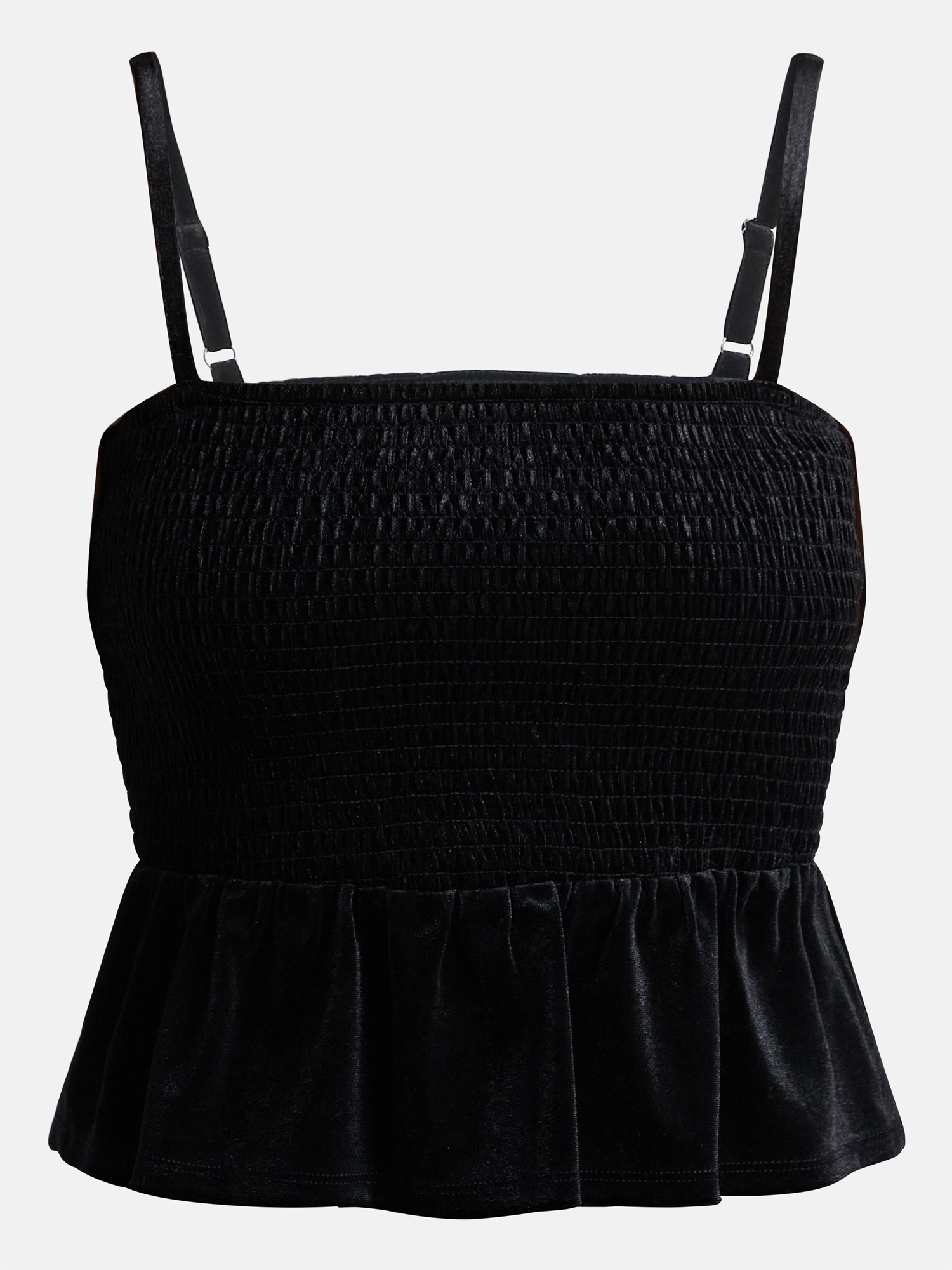 No Boundaries Velvet Smocked Peplum Cami, Women's