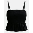thumbnail image 5 of No Boundaries Velvet Smocked Peplum Cami, Women's, 5 of 5