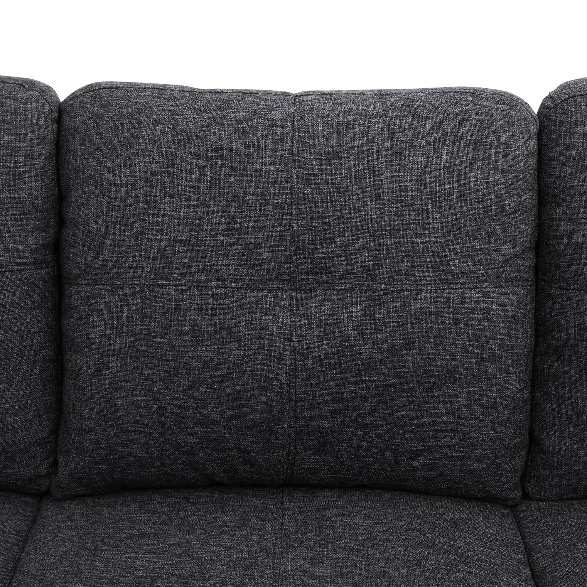 MAYEERTY Black Grey Linen Living Room Sectional Sofa Set